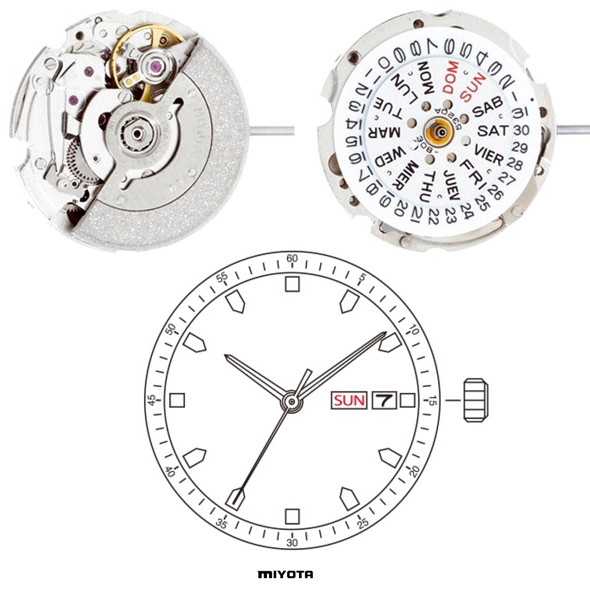 Movimento Automatico Orologio Per Miyota 8215 8205 – Meccanico Con Data E Giorno