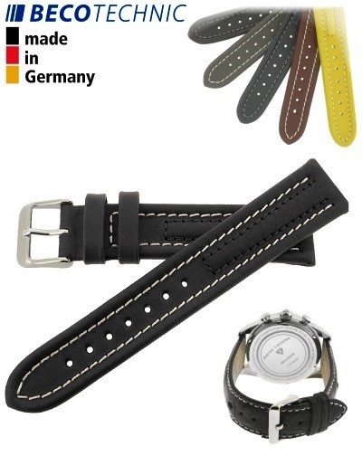 Pulseira Arizona Bezerro 22mm preta / aço INOX