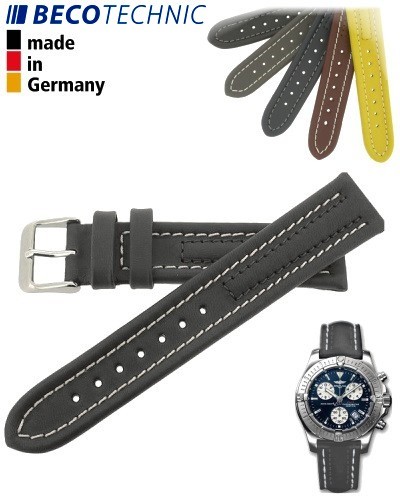 Pulseira Arizona Bezerro 22mm antracite / aço INOX