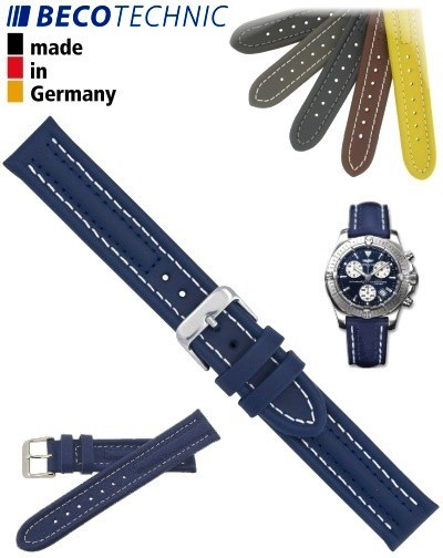 Pulseira Arizona Bezerro 24mm azul / aço INOX