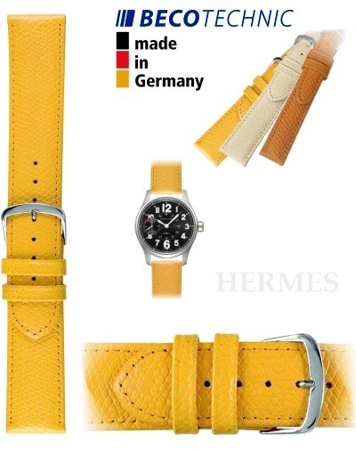 Pulseira de couro HERMES amarela aço 22mm