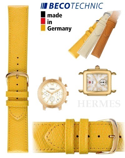 Pulseira de couro HERMES amarela 22mm dourada