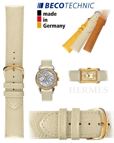 Pulseira de couro HERMES bege 22mm dourada