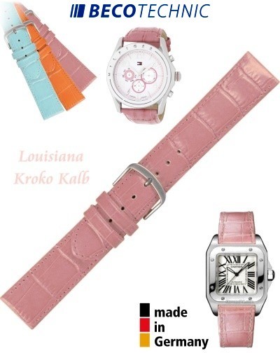 Pulseira de couro LOUISIANA croco rosa 12mm