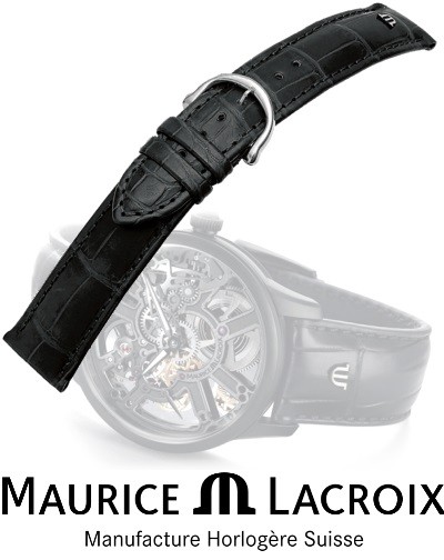 Pulseira couro MAURICE LACROIX LOUISIANA 18 preto/inox