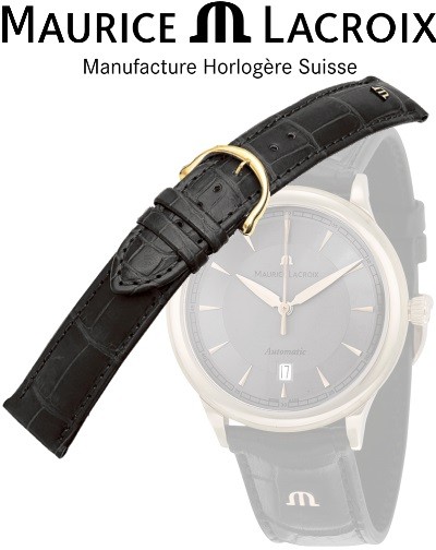 Pulseira couro MAURICE LACROIX LOUISIANA 20 preto/ouro