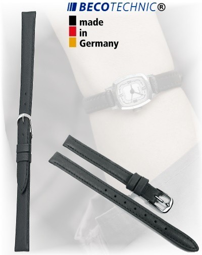 Pulseira de couro BECO TECHNIC POLO preto 8mm inox