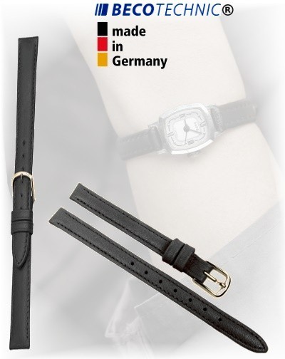 Pulseira de couro BECO TECHNIC POLO preto 10mm dourado