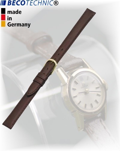 Pulseira couro Beco Technic POLO marrom escuro 10mm dourado