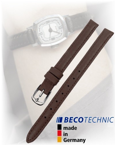 Pulseira couro Beco Technic POLO marrom escuro 8mm inox