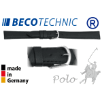 Pulseira de couro BECO TECHNIC POLO preto 8mm inox