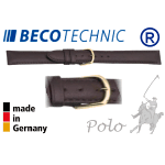 Pulseira couro Beco Technic POLO marrom escuro 8mm dourado